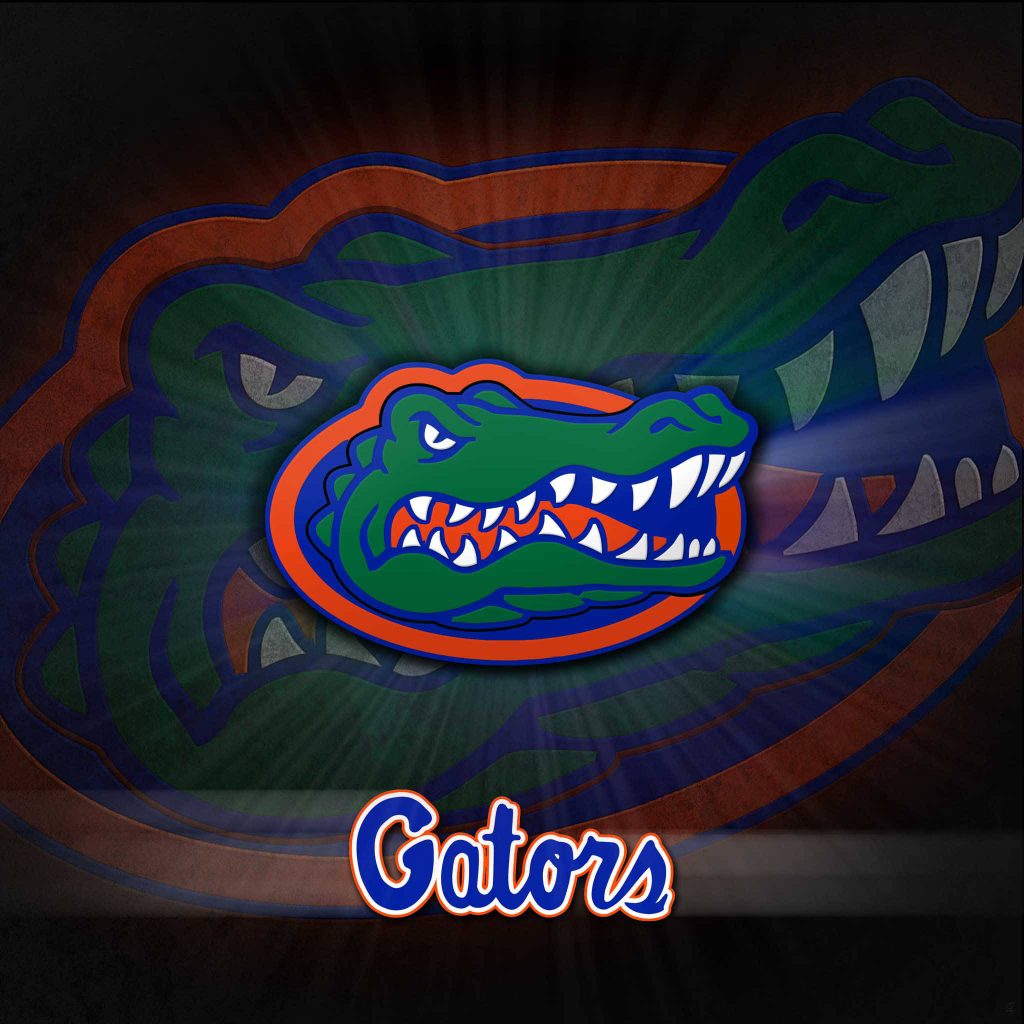 Florida Gators wallpaper with vibrant blue orange alligator logo glowing light effect digital art