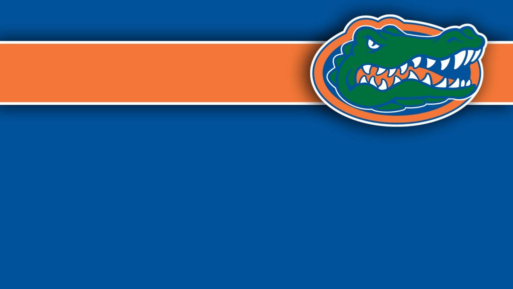 Florida Gators logo wallpaper vibrant blue background bold orange stripe school spirit graphic