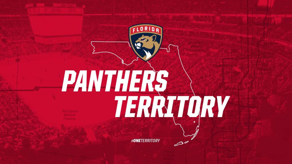 Vibrant Florida Panthers Territory wallpaper with logo state map BB&T Center arena hockey fans