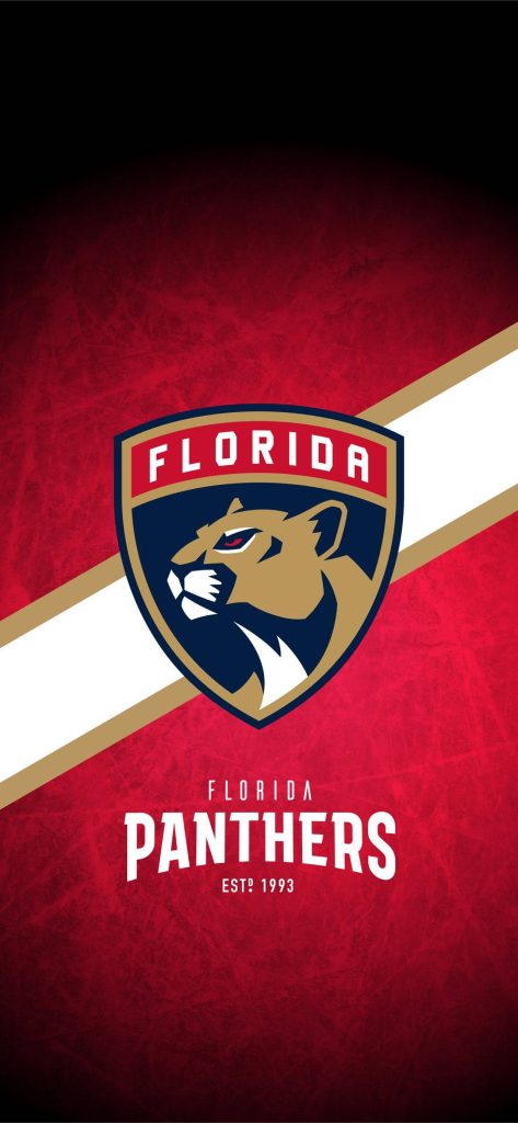 Florida Panthers NHL logo on textured red background with white and gold diagonal stripe wallpaper