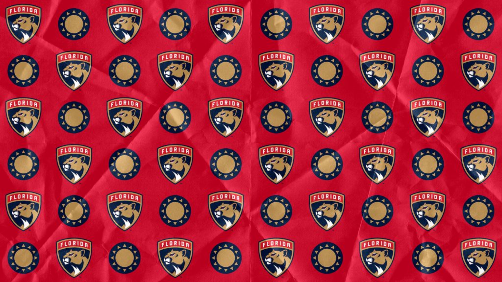 Florida Panthers NHL logo tiled wallpaper on textured red background for desktop display