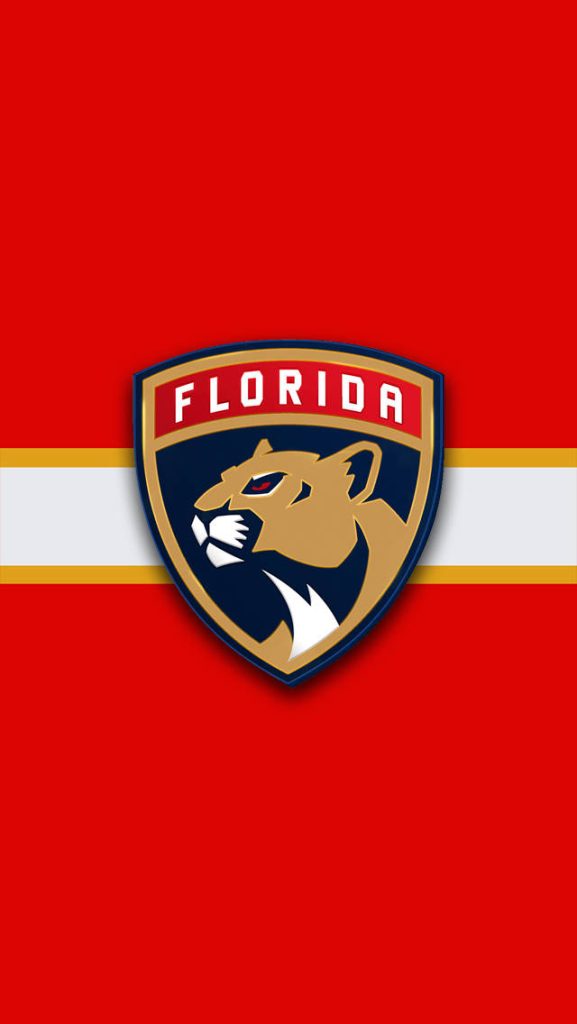 Florida Panthers iPhone wallpaper with official logo on vibrant red background and clean stripe