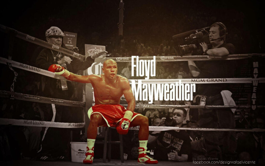 Floyd Mayweather in Red Gloves on Ropes - Boxing Wallpaper Image