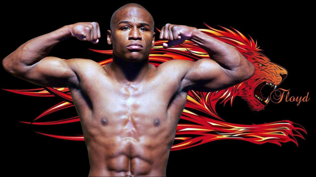 Floyd Mayweather Wallpaper: Bold Pose with Fiery Lion Background