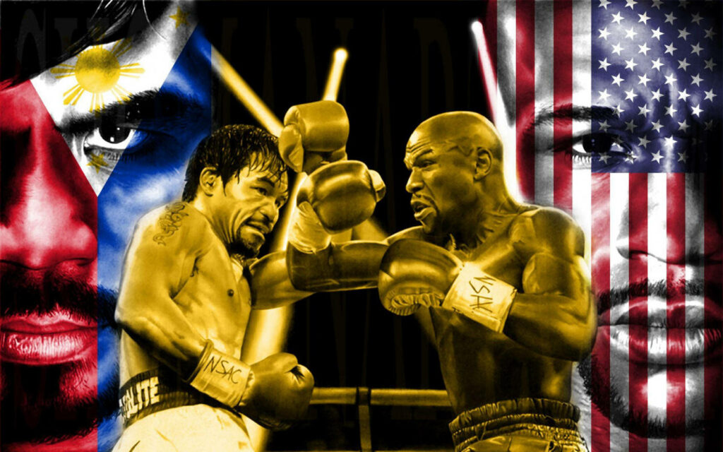 Floyd Mayweather vs Manny Pacquiao: Intense Boxing Wallpaper