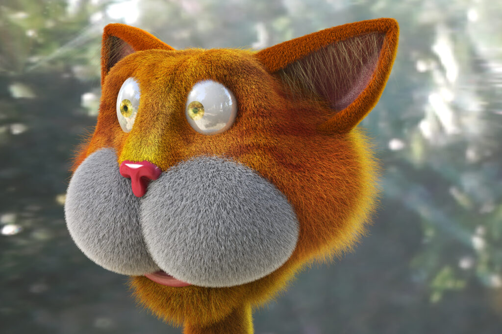 Stunning 3D Wallpaper: Fluffy Orange Cat with Blurred Background
