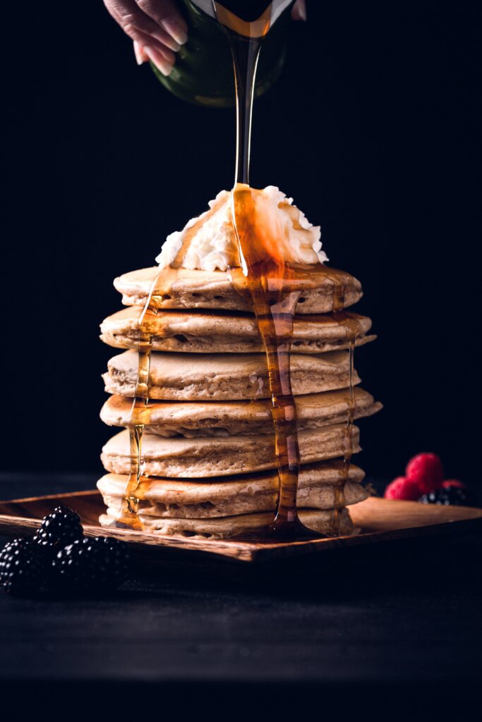 Fluffy Pancakes with Berries & Honey: Delicious Wallpaper Background