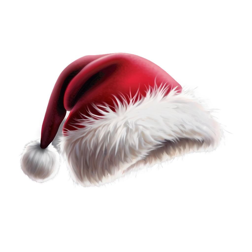 Fluffy Red Christmas Hat Wallpaper with White Trim & Glowing Background