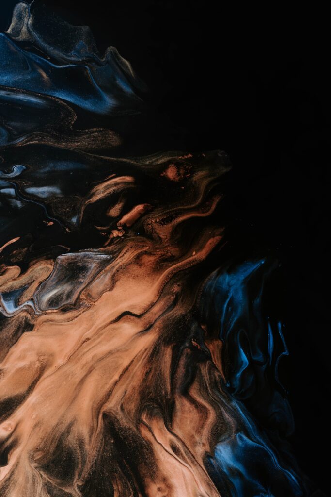 Abstract Fluid Wallpaper: Blue & Copper Design 4000x6000