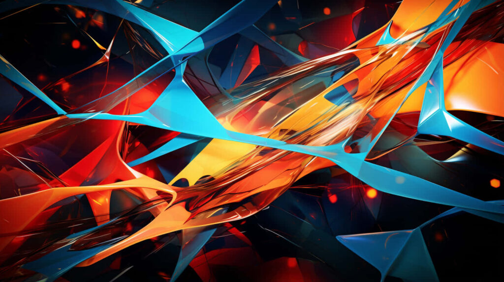 Vibrant Abstract Wallpaper: Dynamic Red, Orange & Blue Fluid Energy
