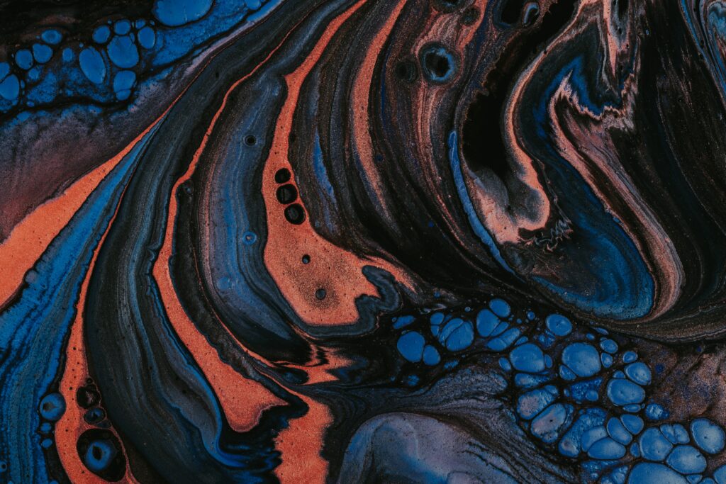 Deep Blue & Warm Red Fluid Art Wallpaper | Abstract Background