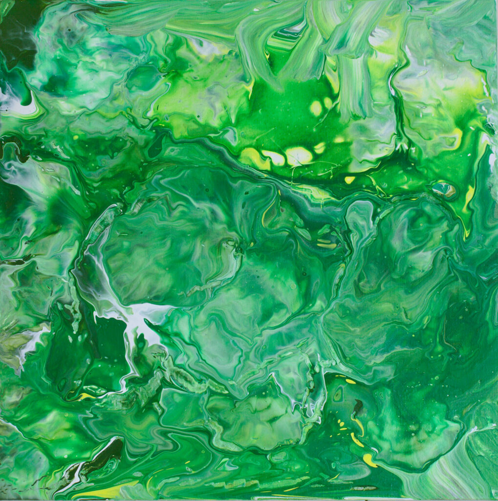 Fluid Art Wallpaper: Swirling Green Hues & Organic Patterns