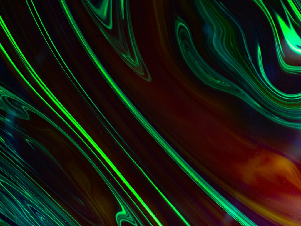 Mesmerizing Fluid Art Wallpaper: Vibrant Green & Brown Abstract Background