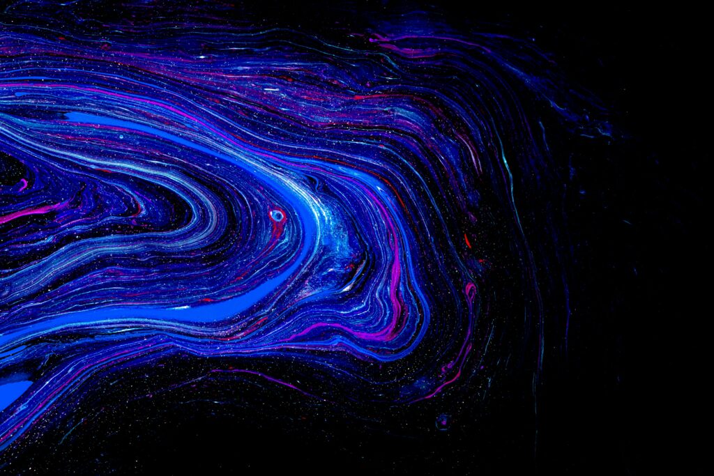 Dynamic Blue & Purple Abstract Wallpaper with Glittering Depth