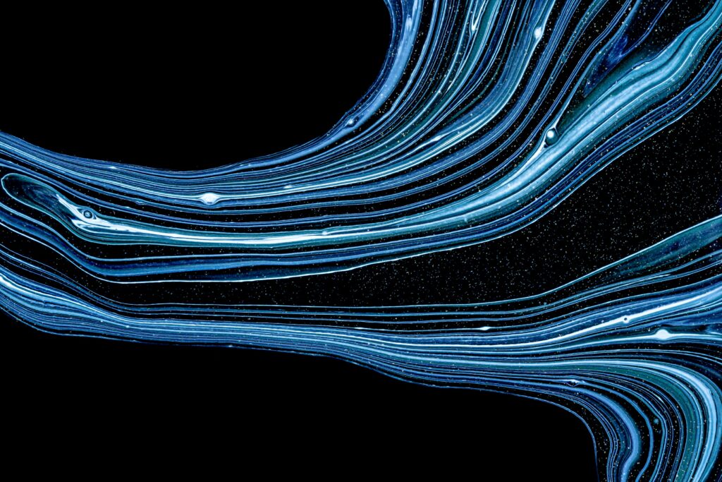 Fluid Blue & Teal Abstract Wallpaper on Black Background