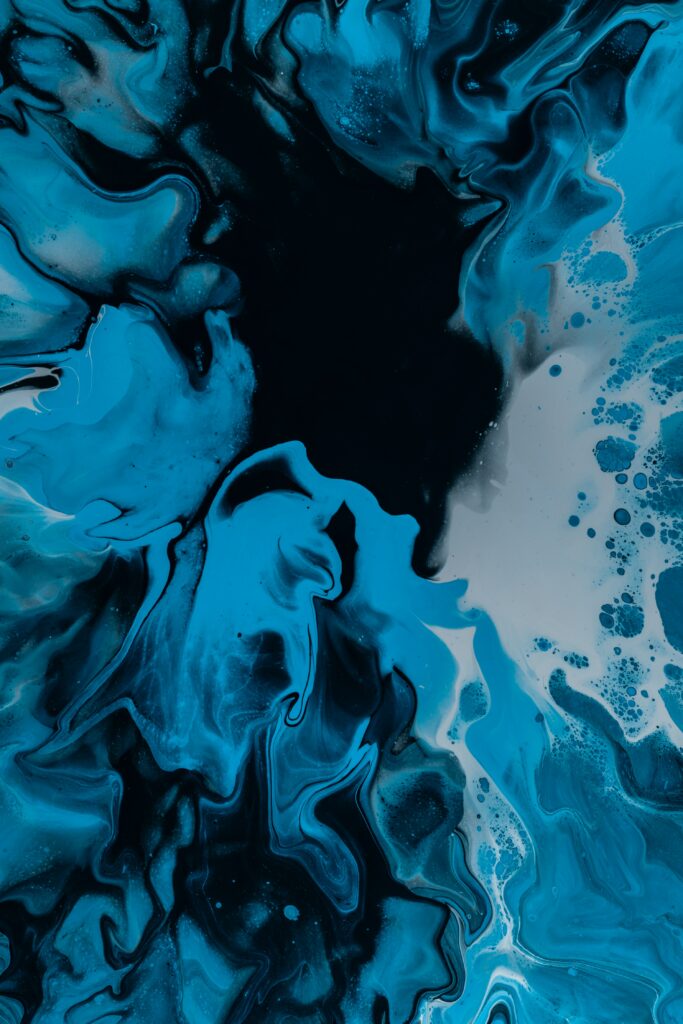 Fluid Dynamics Wallpaper: Abstract Blue & Black Art - 3000x4500
