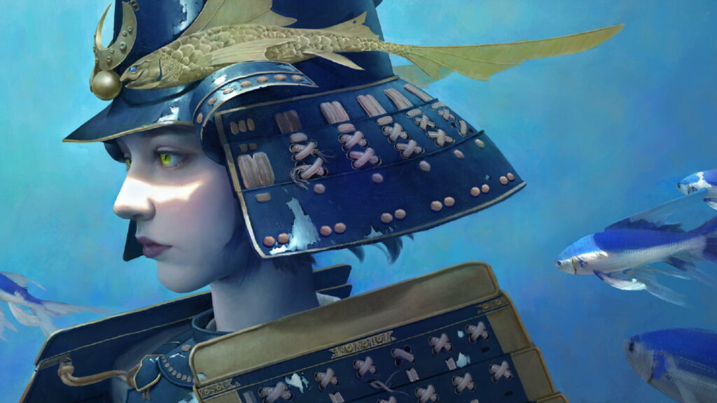 Beneath the Waves: Majestic Samurai in a High-Definition Wallpaper