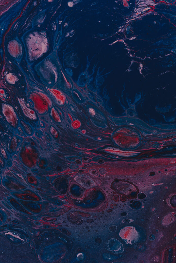 Fluid Paint Art Wallpaper: Dark Blue & Red Abstract Design