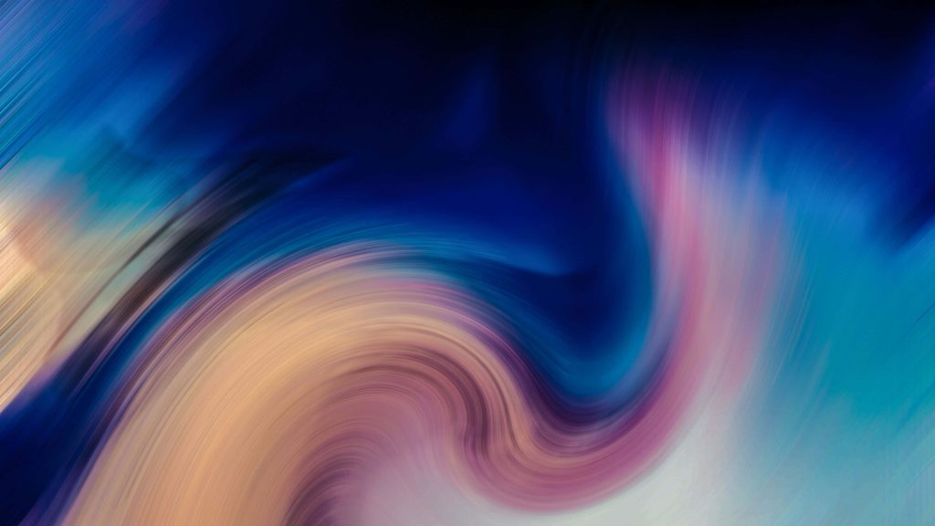 Abstract wallpaper with fluid swirl pattern blending navy blue peach violet and white tones
