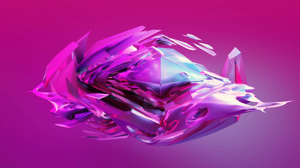 Prismatic Elixir: Mesmerizing 4D Ultra HD Wallpaper of Liquid Pink Transforming into a Glistening Diamond - Captivating 4D Ultra HD Background Photo
