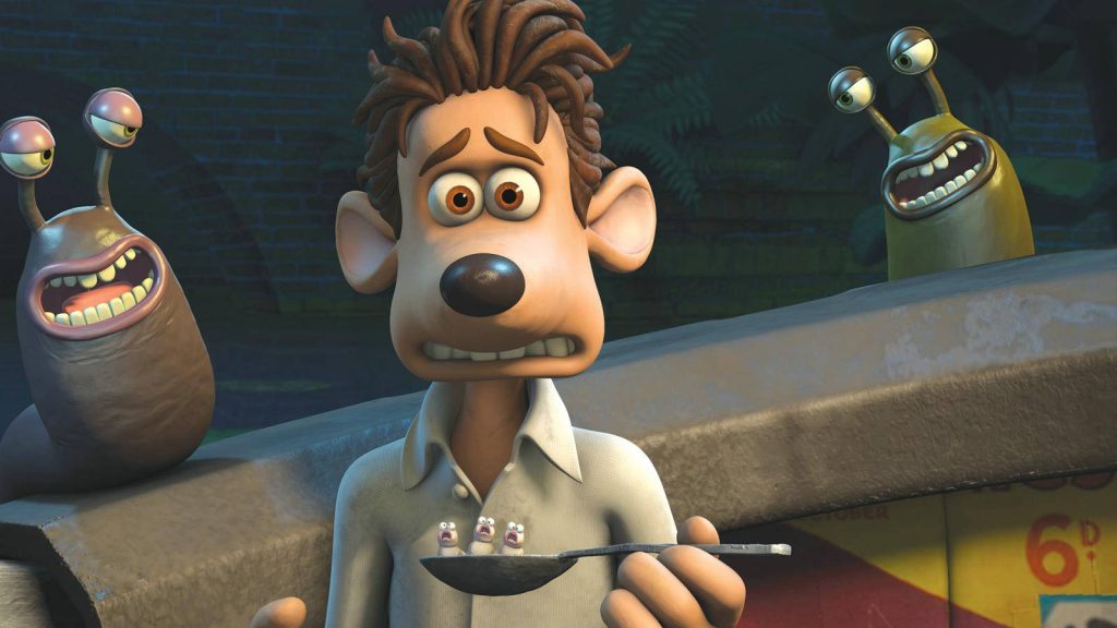 Flushed Away Roddy St James panicked with singing slugs high quality 3D CGI wallpaper background