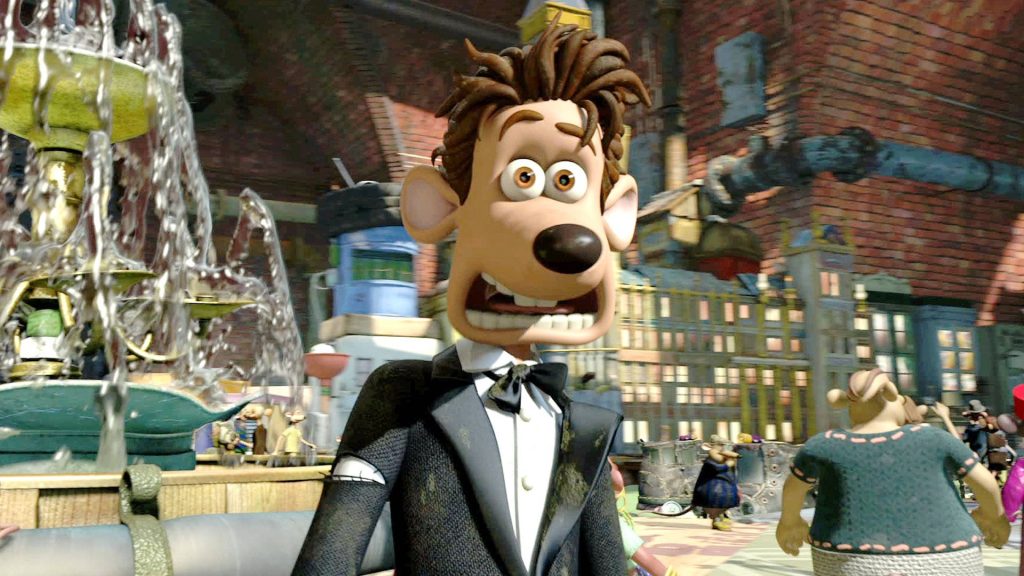 Roddy St James shocked in tuxedo from Flushed Away CGI animation ratropolis background wallpaper
