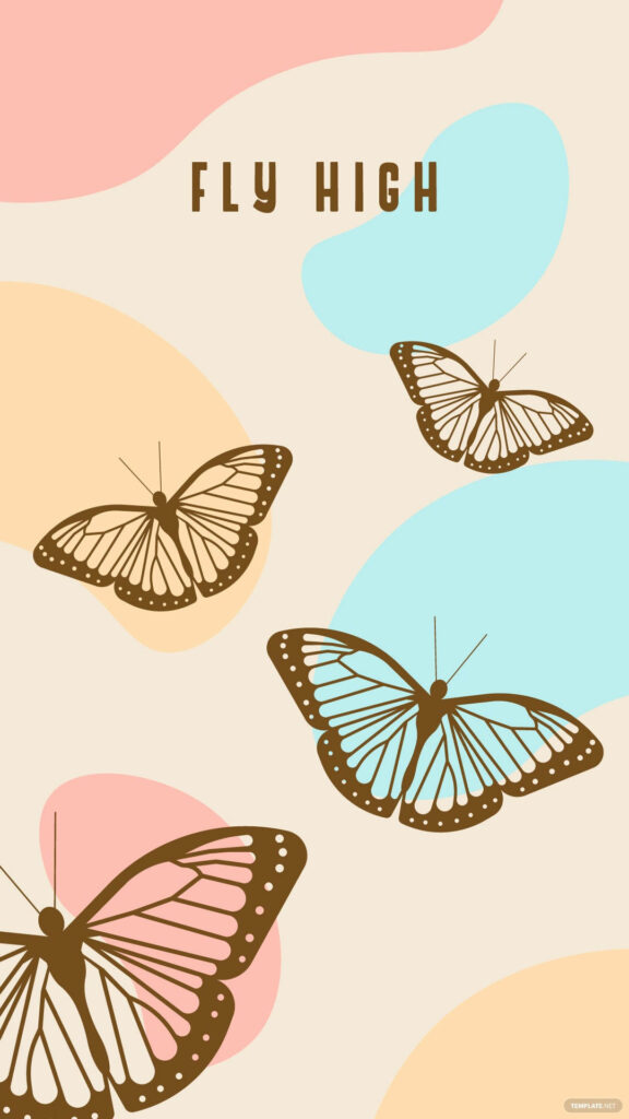 Elegant Pink Pastel Butterfly Wallpaper with 'Fly High' Quote