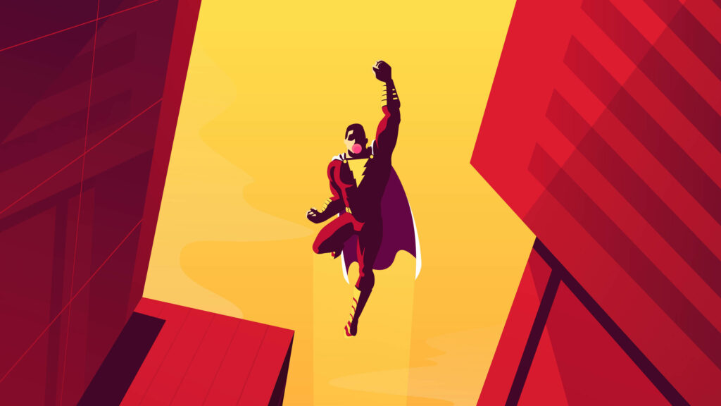 Flying High: A Minimalistic Shazam DC Comic Wallpaper