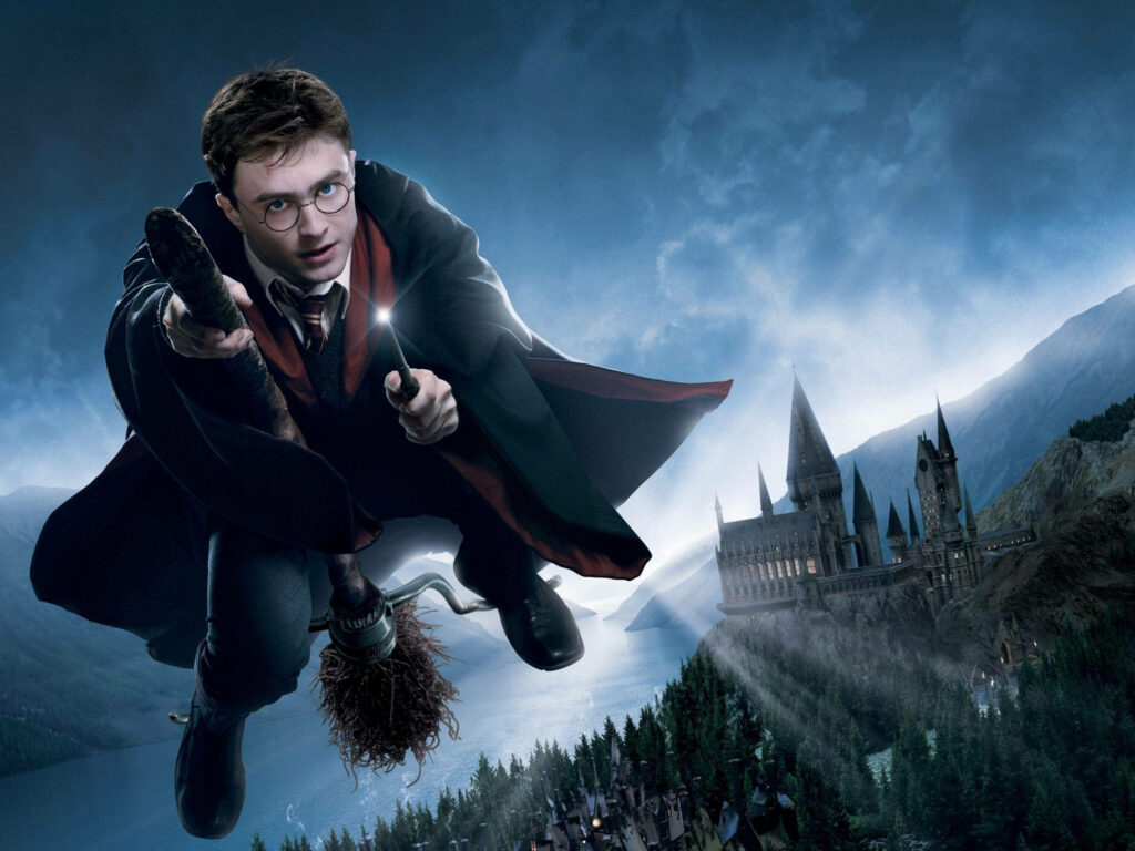 Harry's Magical Ride: Captivating Broomstick Adventures - Empowering Harry Potter Laptop Background Image Wallpaper