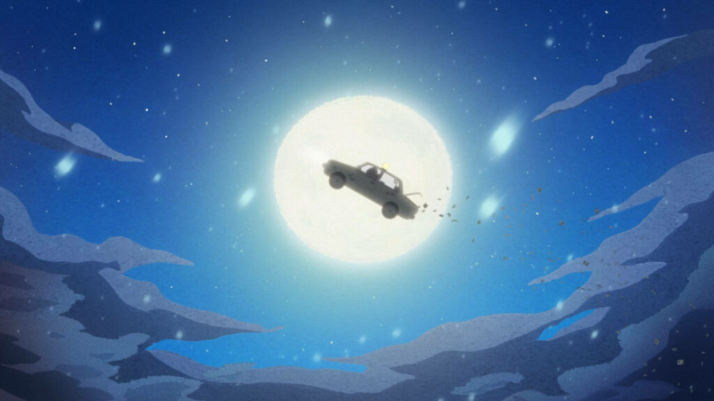 Flying Taxi Wallpaper: Soaring Under the Full Moon & Stars