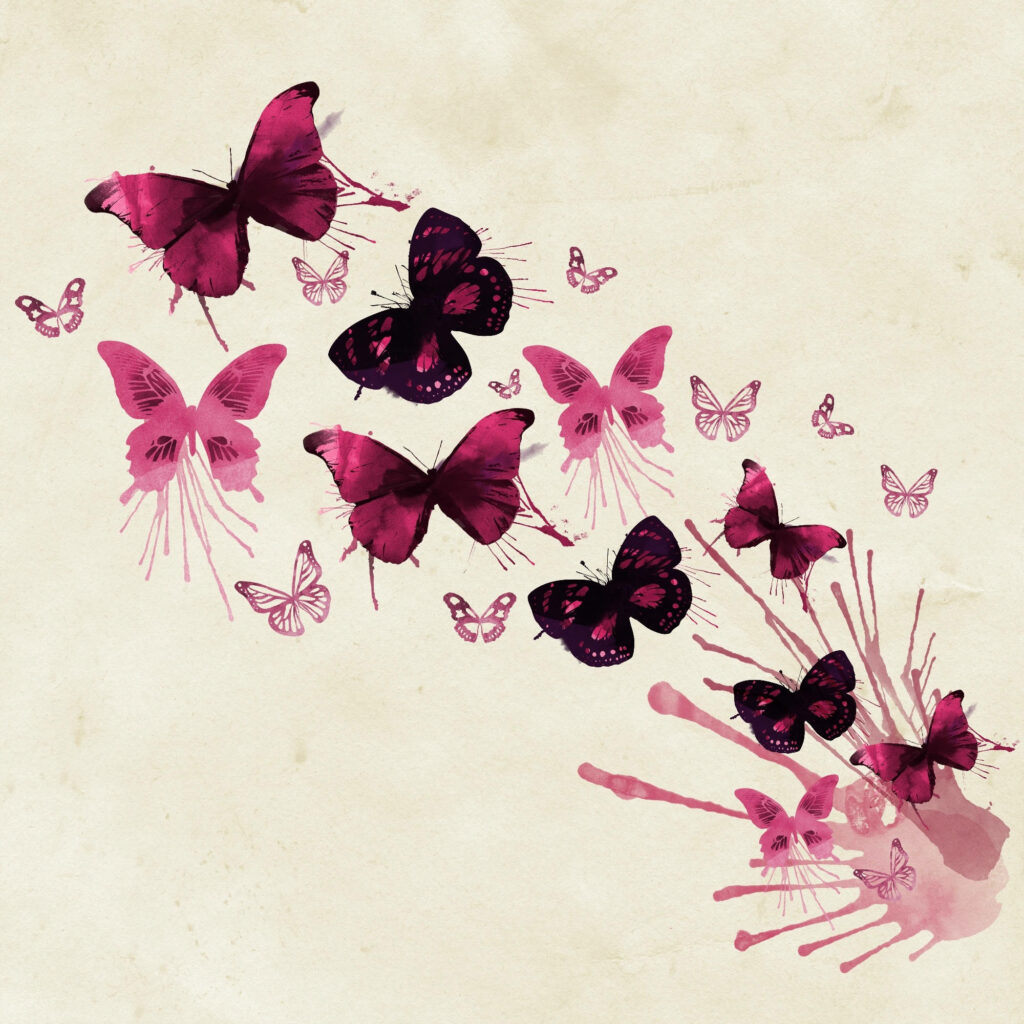 The Enchanting Escape: Captivating Shades of Adorable Pink Butterflies Soaring Amidst a Delicate Backdrop Wallpaper
