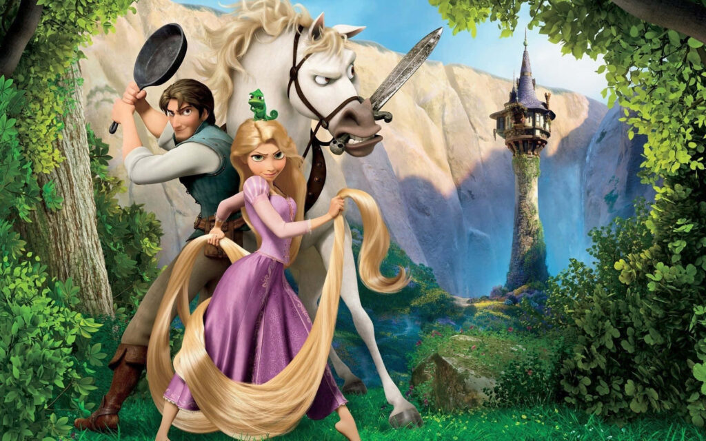 Flynn Rider & Rapunzel: Enchanting Adventure Wallpaper with Maximus