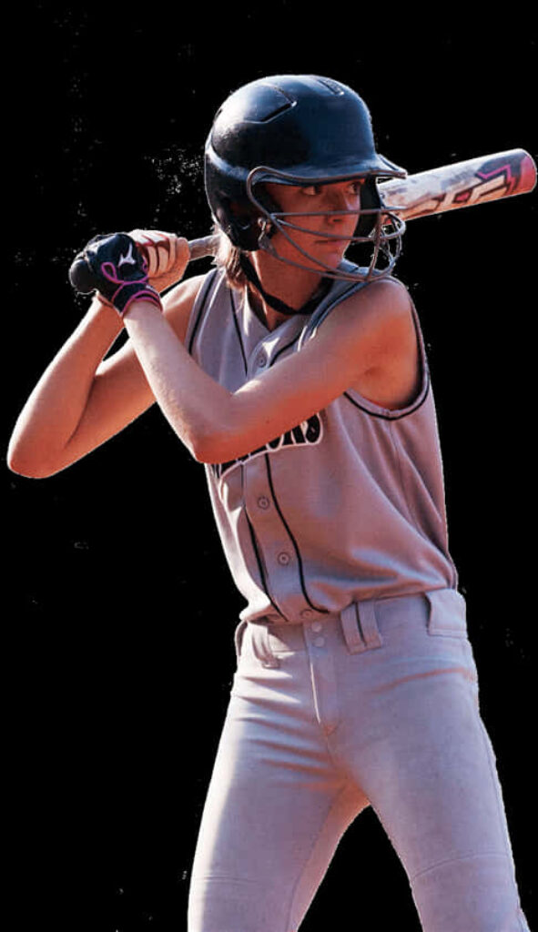 Determined Softball Batter: Ready to Hit - Wallpaper Background