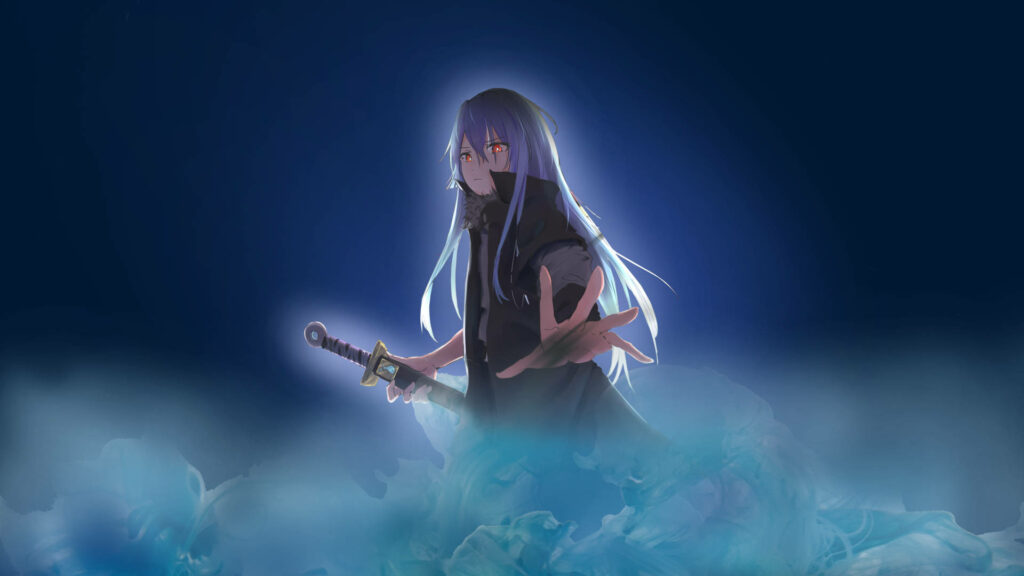 Glowing Demon Lord: Rimuru Tempest Slices Through Foggy Conquests in This Epic Wallpaper Art