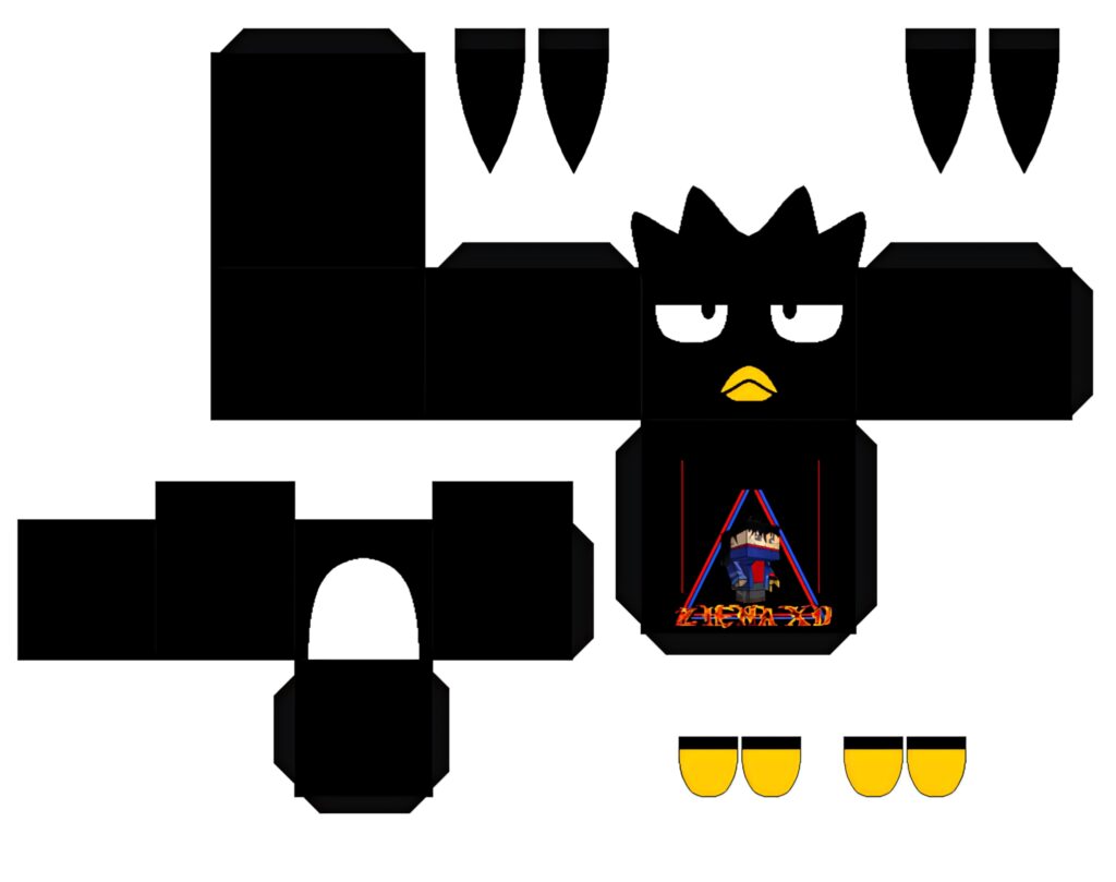 Foldable Badtz-Maru cartoon art paper model wallpaper in creative cut-out template style