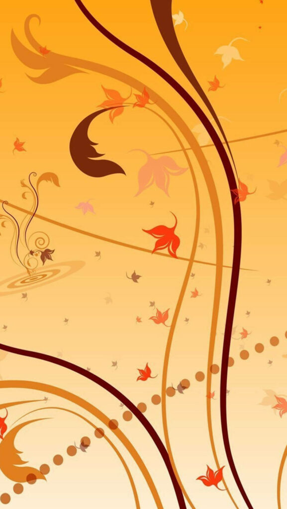 Vibrant Autumn Foliage: A Stunning Vector Design for your iPhone Lock Screen Wallpaper