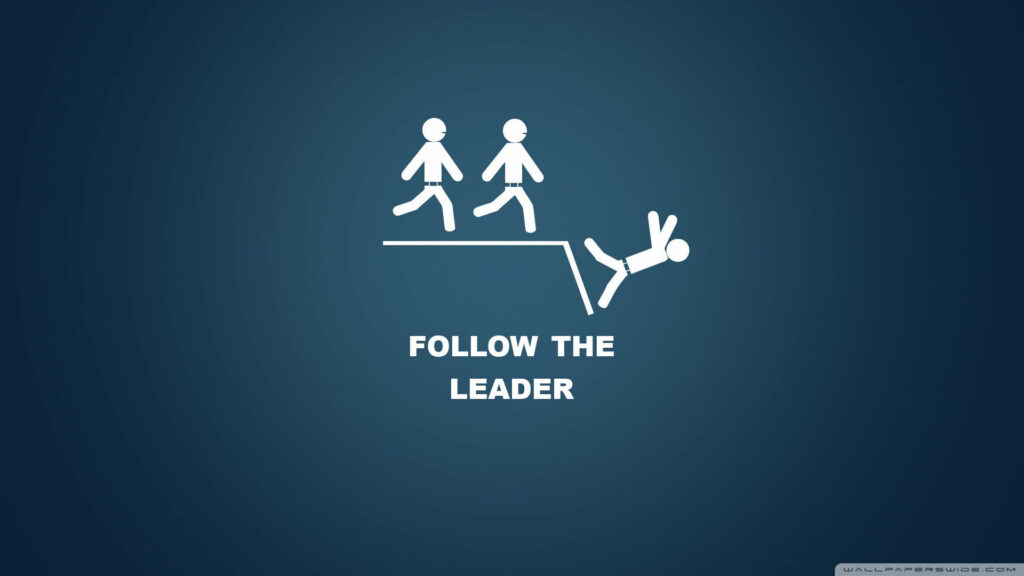 Fallen Fun: A Hilarious Illustration of Stick Figures and the Follow-The-Lead Mentality! Wallpaper