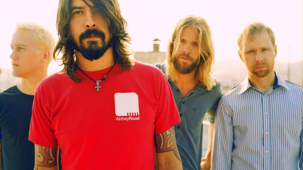Foo Fighters band portrait golden hour Dave Grohl Taylor Hawkins Chris Shiflett Nate Mendel wallpaper