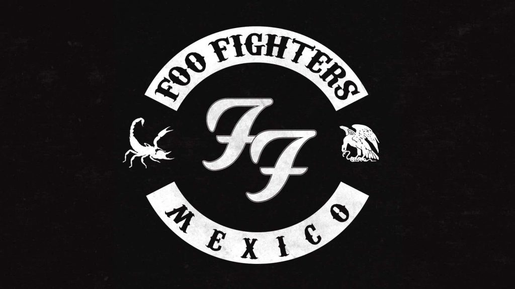 Foo Fighters Mexico wallpaper grunge emblem with FF initials scorpion and Mexican eagle black background