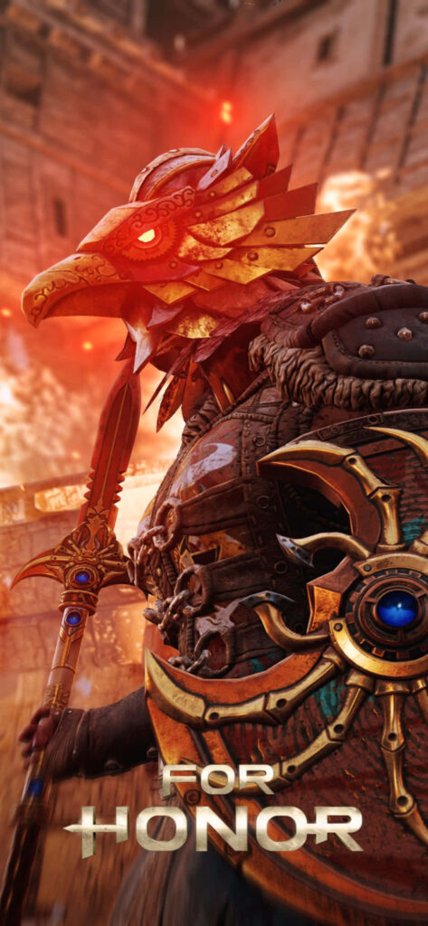 For Honor Warrior Wallpaper - Ornate armor, fearsome helmet & ceremonial weapon in ancient fortress