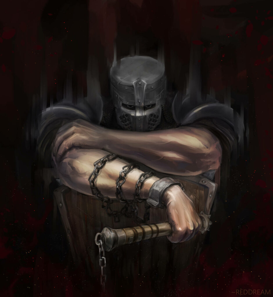 Digital Masterpiece: For Honor's Mighty Conqueror Grasping the Footman's Flail in Epic Pose Wallpaper