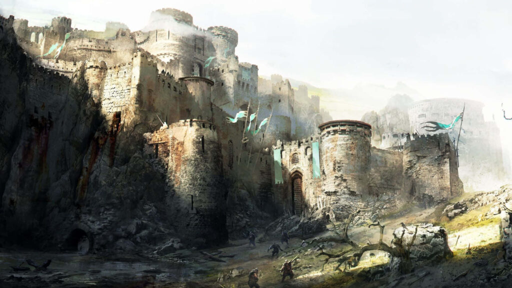 Medieval Warriors Approaching Fortress in For Honor-style Scene Wallpaper