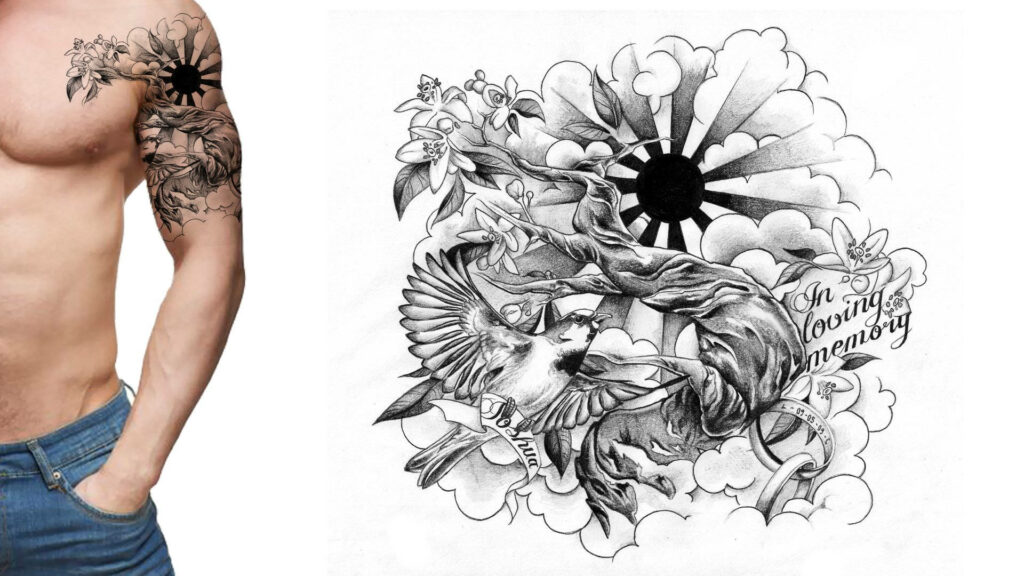 Eternal Tribute: Half Sleeve Tattoo in Loving Memory Wallpaper with Heartfelt Dedication