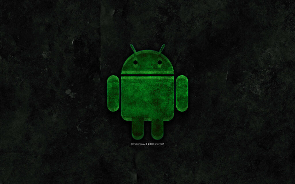 Sombre Stone Backdrop for a Distressed Android Emblem – Moody Android Desktop Wallpaper