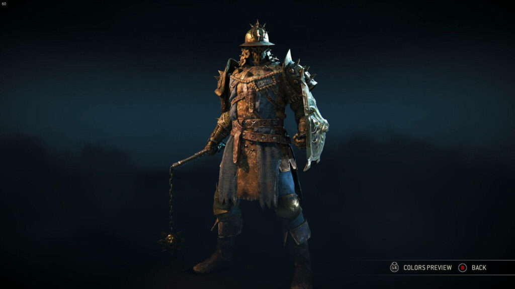 For Honor Conqueror Hero Wallpaper: Strong Warrior in Medieval Armor with Flail on Misty Background