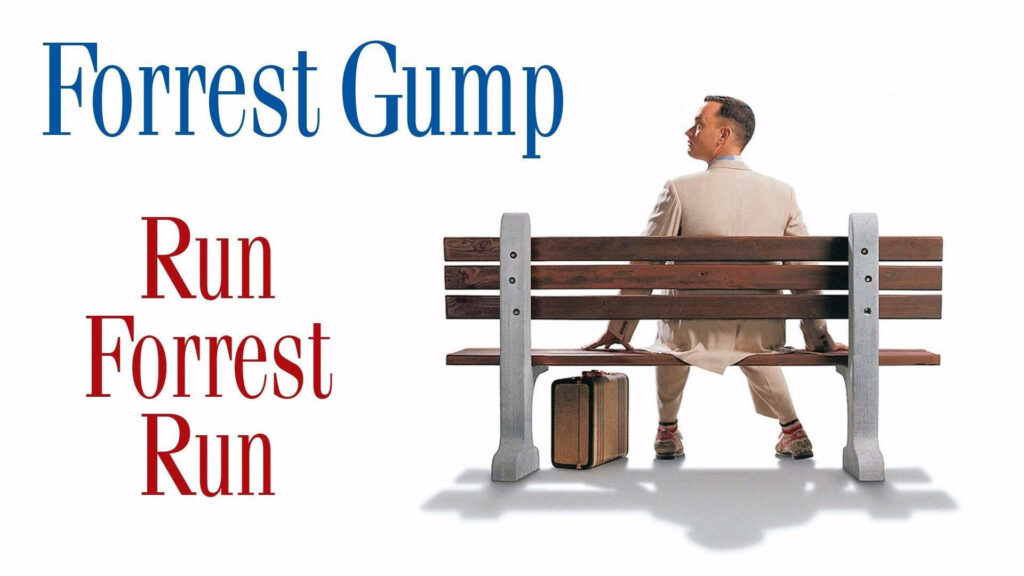 Classic Forrest Gump Wallpaper: Iconic Bench Scene & 'Run Forrest Run'