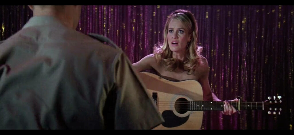 Emotional Forrest Gump Wallpaper: Jenny Playing Guitar on Stage