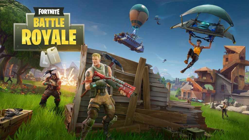 Fortnite 3D wallpaper with Jonesy in action Battle Bus glider explosive gameplay vibrant scene