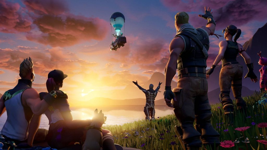 Goodbye Battle Bus Fortnite Chapter 1 sunset with Jonesy and survivors cinematic 3D wallpaper