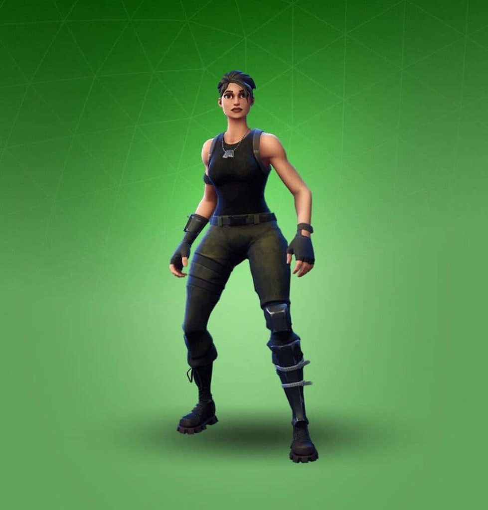 Fortnite Commando skin 3D render black tank top military pants green uncommon wallpaper